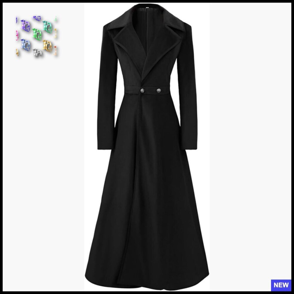 Victorian Trench Coat Double Breasted Long Winter Jacket Vintage Elegant